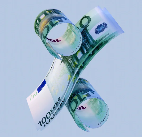 Illustration Percentage Symbol Made 100 Euros Banknote — Foto Stock