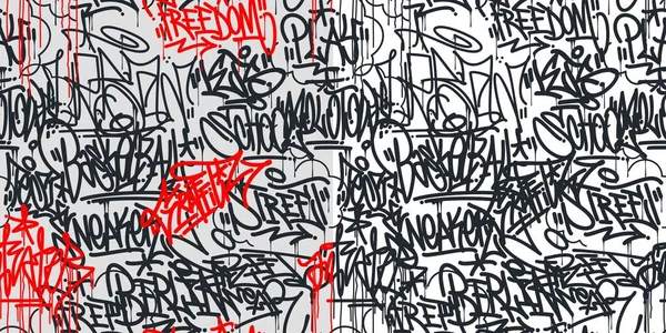 Zwei nahtlose abstrakte Hip Hop Street Art Graffiti Stil Urban Calligraphy Vector Illustration Hintergrundkunst — Stockvektor