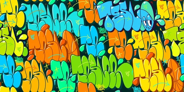 Bunte nahtlose abstrakte Hip Hop Street Art Graffiti-Stil Urban Vector Illustration Hintergrundkunst — Stockvektor