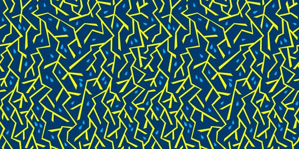 Simples sem costura azul céu gotas de água relâmpagos amarelos resumo geométrico fundo padrão vetor arte — Vetor de Stock