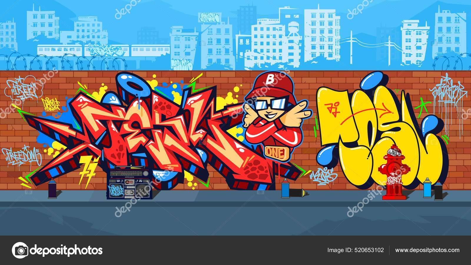Poster Contexte Vector Graffiti Art. Urban mur 