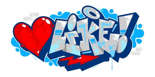 Αφηρημένη απομονωμένη λέξη όπως Graffiti Urban Streetart Style Γραμματοσειρά με κόκκινη καρδιά Διάνυσμα Εικονογράφηση Τέχνης — Διανυσματικό Αρχείο