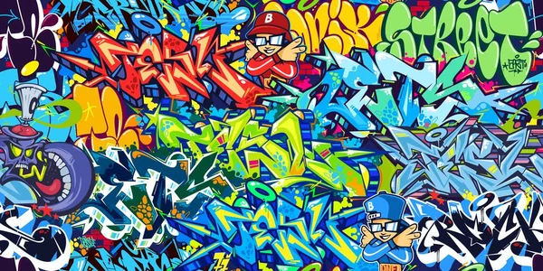 Nahtlos Bunt Abstrakt Hip Hop Street Art Graffiti Stil Urbane Kalligraphie Vektor Illustration Hintergrund Kunst Vorlage — Stockvektor