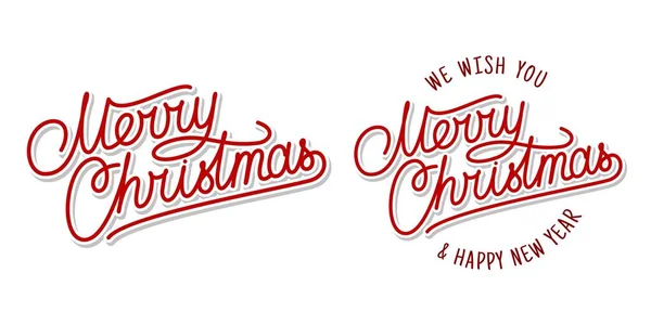 Two Variants Of Handwritten Merry Christmas Font Lettering Calligraphy Vector Illustration — Stock Vector
