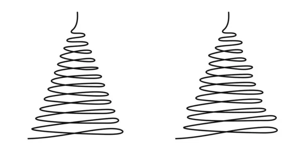 Дві прості абстрактні різдвяні ялинки ізольовані лінії Малюнок мистецтва Векторні ілюстрації Шаблонні елементи — стоковий вектор