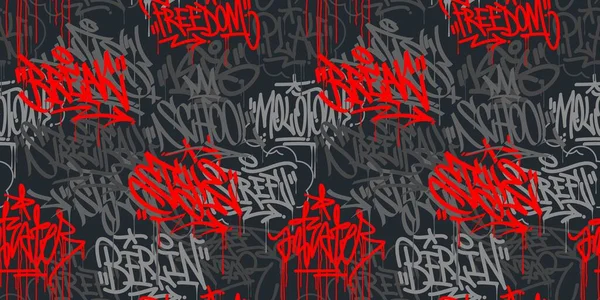 Dark Seamless Abstract Hip Hop Street Art Graffiti Estilo Caligrafia —  Vetores de Stock