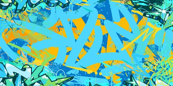 Azul Colorido Abstracto Hip Hop Street Art Graffiti Estilo Caligrafía — Vector de stock