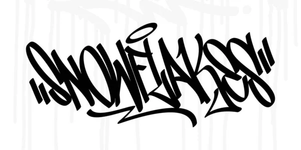 Abstract Urban Street Art Graffiti Style Hand Written Word Snowflakes — Stock Vector