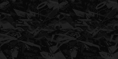 Koyu Siyah Kusursuz Siber Punk Soyut Graffiti Stili Kalıp Vektör Çizim Arkaplan Sanatı
