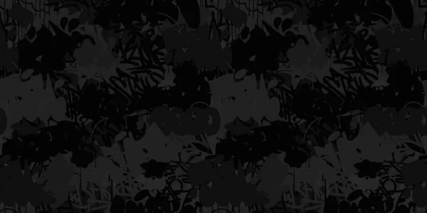 Seamless Dark Black Abstract Hip Hop Street Art Graffiti Style Urban Calligraphy Vector Illustration Background Art — ストックベクタ