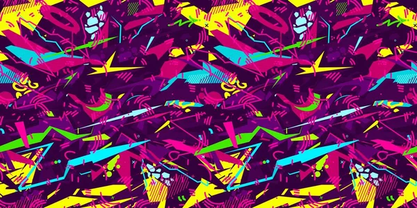 Sokak Sanatı Kusursuz Siber Punk Soyut Graffiti Stili Şekil Vektör Çizim Arkaplan Sanatı