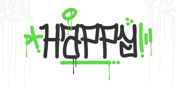 Abstract Hip Hop Hand Written Urban Street Art Graffiti Style Word Happy Vector Illustration — ストックベクタ