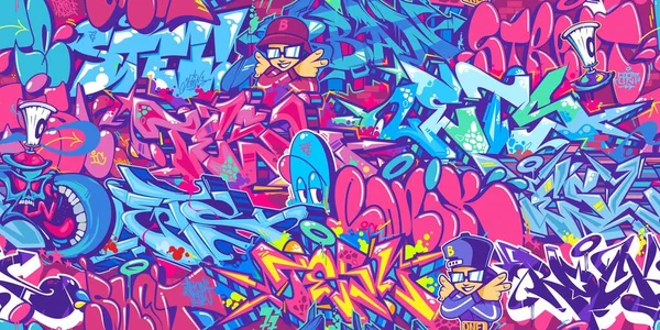 Naadloze Hiphop Kleurrijke Moderne Abstracte Stedelijke Stijl Graffiti Street Art — Stockvector