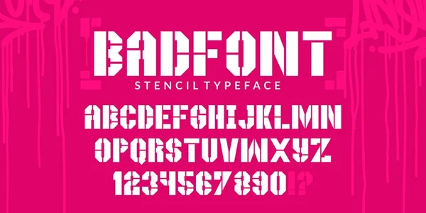 要旨ステンシルアーバンストリートアート落書きスタイルアルファベットの書体Badfont Digital Typographyベクトルイラスト ストックイラスト