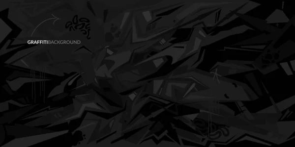 Koyu Siyah Soyut Kent Sokak Sanatı Graffiti Stili Vektör Resimleme Şablonu