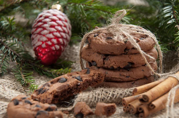 Homemade Christmas cookie with chocolate — Stock Photo, Image