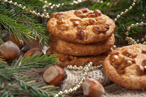 Homemade Christmas cookie with peanut — Stock Photo, Image