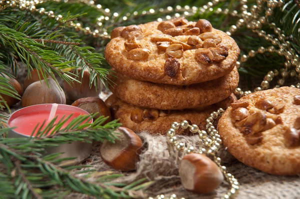 Homemade Christmas cookie with peanut — Stock Photo, Image