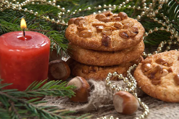 Homemade Christmas cookie with peanut — Stock Photo, Image