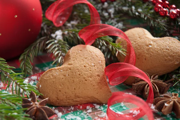 Homemade heart shaped Christmas cookie — Stock Photo, Image