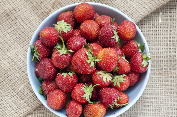 Fresh strawberries in a basket — Stock Photo, Image