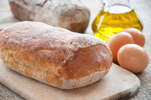 Homemade bread ciabatta on the table — Stock Photo, Image