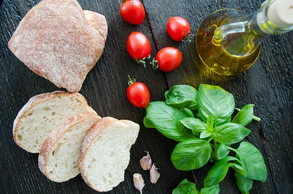 Bruschetta Ingredients for preparation — Stock Photo, Image