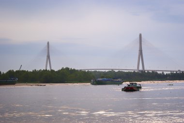 Can tho y-şekilli, asma köprü üzerinden mekong şube, hau rive