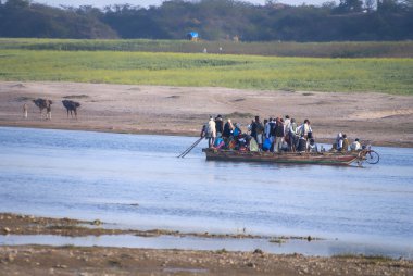 agra - Şubat 2011: ferry chambal Nehri Hindistan.