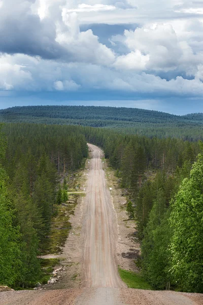 Straße schneidet durch den Wald in Ostlappland. — Stockfoto