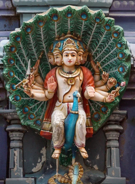 Murugan auf seiner Pfauenstatue am rathinagiri-Hügel-Tempel. — Stockfoto