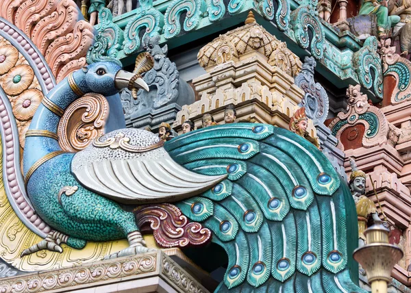 Peacock op de Hindoeïstische tempel van rathinagiri heuvel tempel in vellore. — Stockfoto