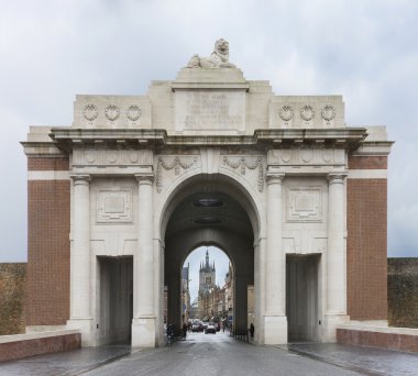 Looking through the Menin Gate in Ypres, Belgium. clipart