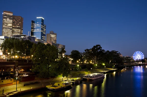 Melbourne yarra river v noci — Stock fotografie