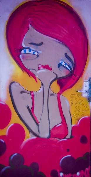 Graffiti sad girl — Stock Photo, Image