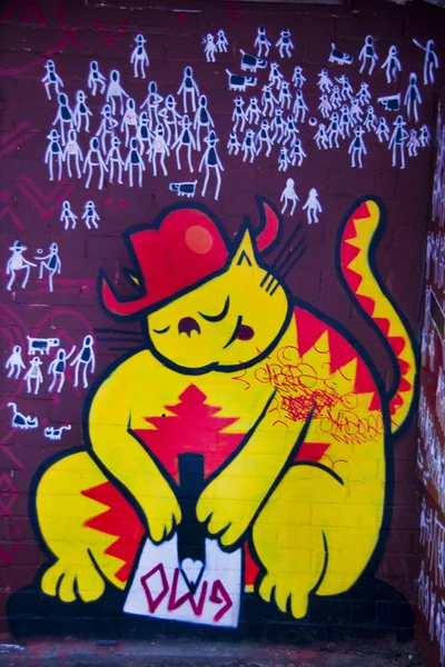 Graffiti tecknad katt — Stockfoto