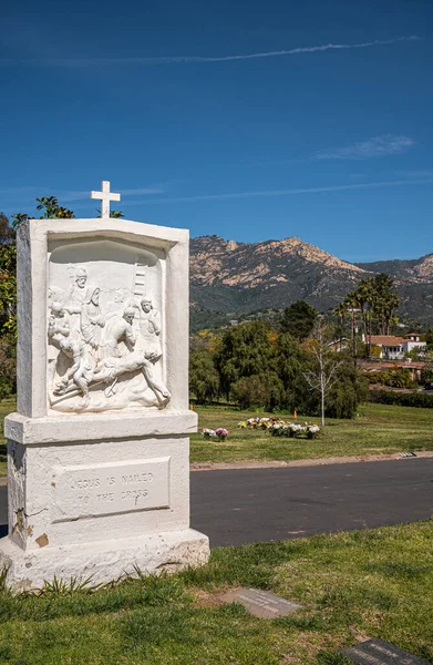 Santa Barbara Kalifornie Usa Února 2022 Calvary Cemetery Detailní Bílá — Stock fotografie