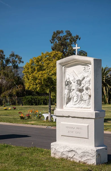Santa Barbara Kalifornie Usa Února 2022 Calvary Cemetery Detailní Bílá — Stock fotografie