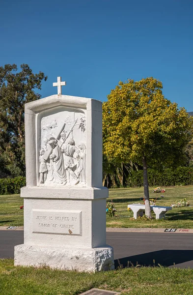 Santa Barbara Kalifornie Usa Února 2022 Calvary Cemetery Detailní Bílá — Stock fotografie