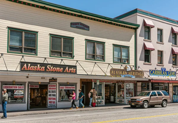 Ketchikan Alaska Julio 2011 Parte Front Street Con Edificios Comerciales —  Fotos de Stock