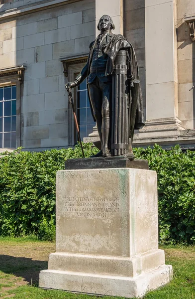 London July 2022 Trafalgar Square George Washington Statue Beige Pedestal — Stockfoto