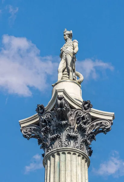 London July 2022 Trafalgar Square Closeup White Stone Nelson Statue — Stock fotografie