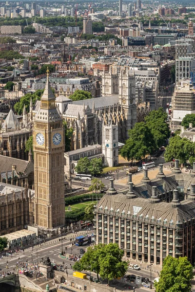 London July 2022 Seen London Eye Aerial Closeup Big Ben — Fotografia de Stock