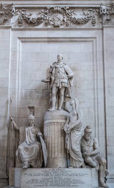 London, England, UK - July 6, 2022: St. Paul's Cathedral. Charles Cornwallis monument, his statue standing on pedestal with 3 other figures, 2 female and.1 male