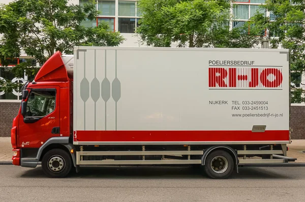 Rotterdam Netherlands July 2022 Closeup Red White Poulterer Refrigerated Delivery — Stock Photo, Image