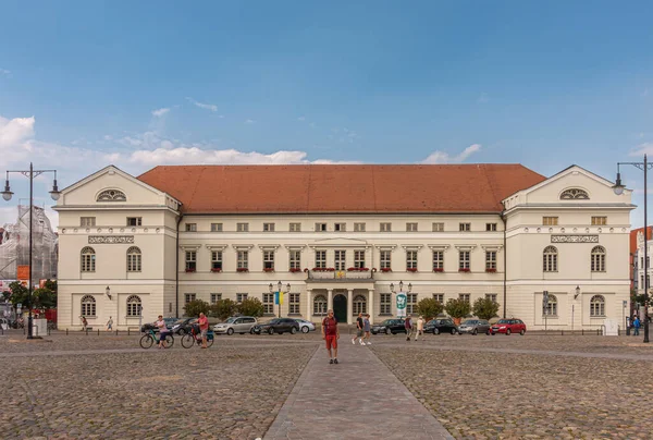 Niemcy Wismar Lipca 2022 Zbliżenie Biała Fasada Rathaus Ratusz Budynek — Zdjęcie stockowe
