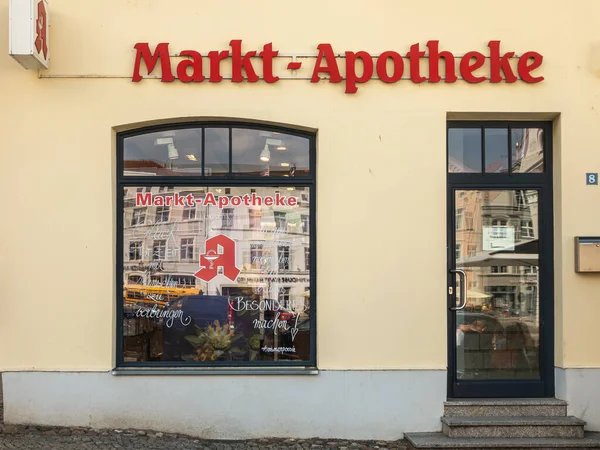 Tyskland Wismar Juli 2022 Markt Apotheke Marknadstorg Apotek Beige Fasad — Stockfoto