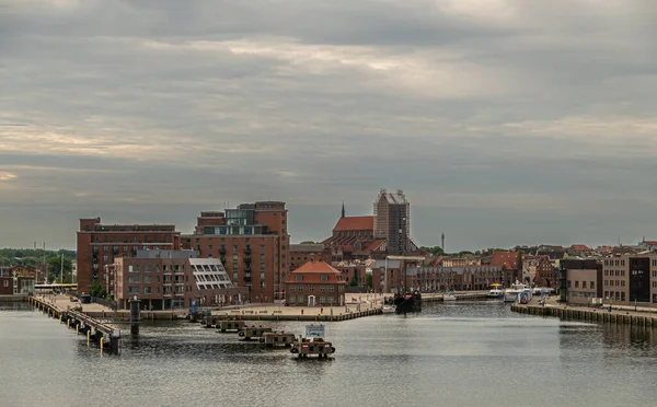 Germany Wismar July 2022 Hafenspitze Dock Left Stockholm Quay Right — Stock Photo, Image