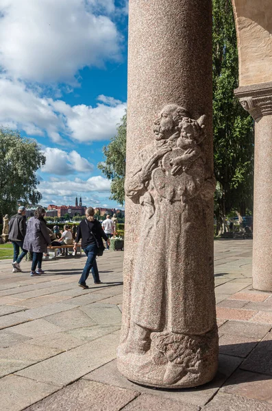 Suécia Estocolmo Julho 2022 Câmara Municipal Stadshuset Pilar Bege Galeria — Fotografia de Stock