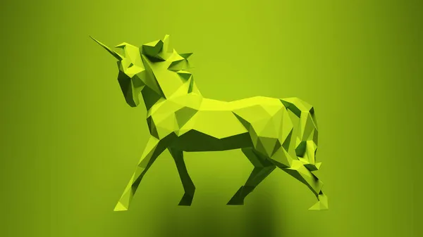 Unicórnio Vibrante Verde Fantasia Criatura Mágica Papel Cavalo Triângulos Baixo — Fotografia de Stock